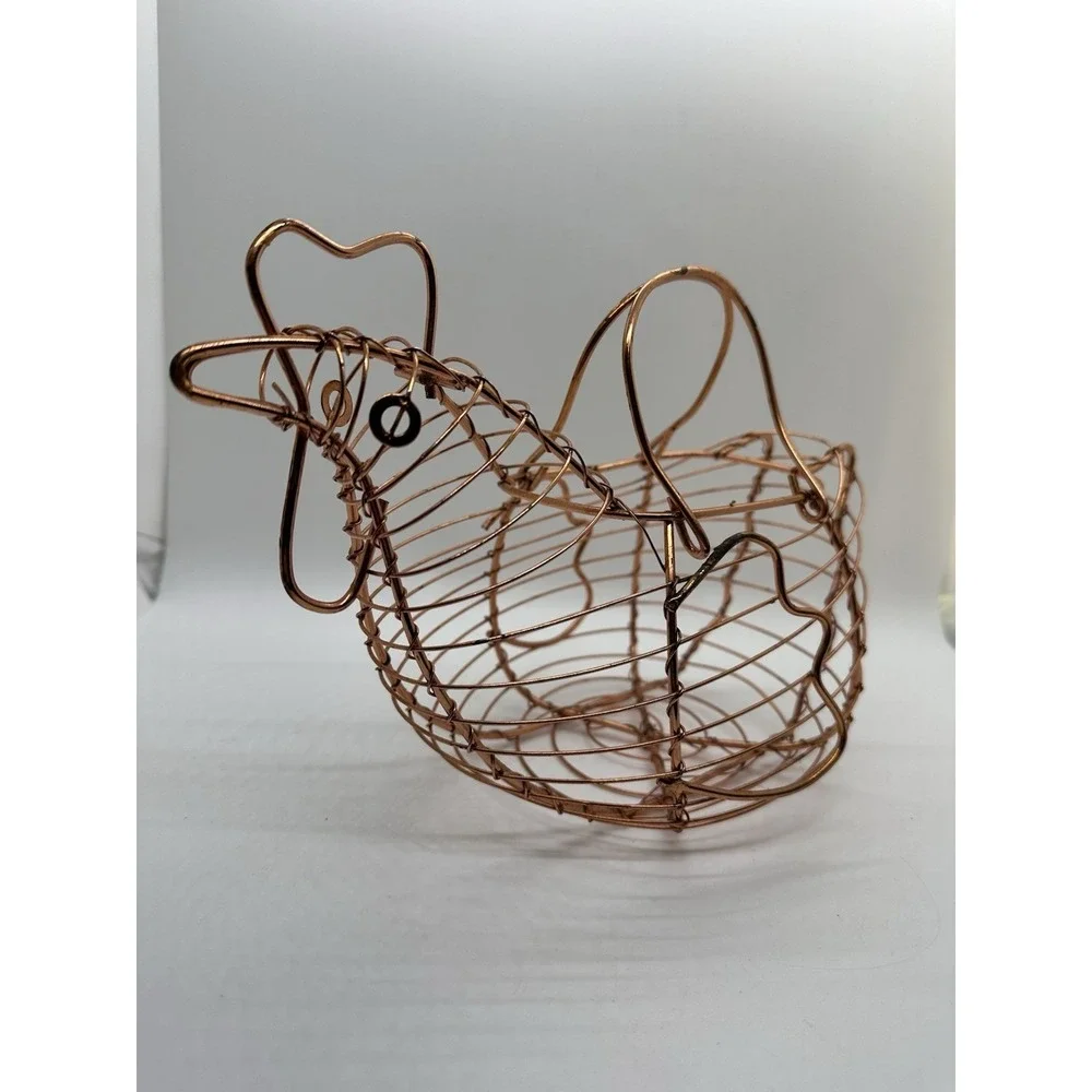 Copper Wire Chicken Basket Farmhouse Egg Holder Country Kitchen‎ Decor